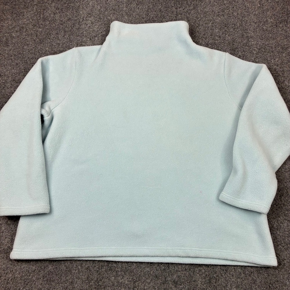 LL Bean Womens Size 2XL Light Blue Fleece Mock Neck Pullover Top Made in Canada